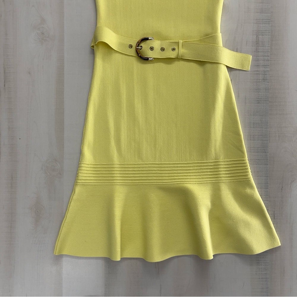 MARCIANO x guess yellow bamboo belted stretch mini dress event wedding travel S - Picture 6 of 8